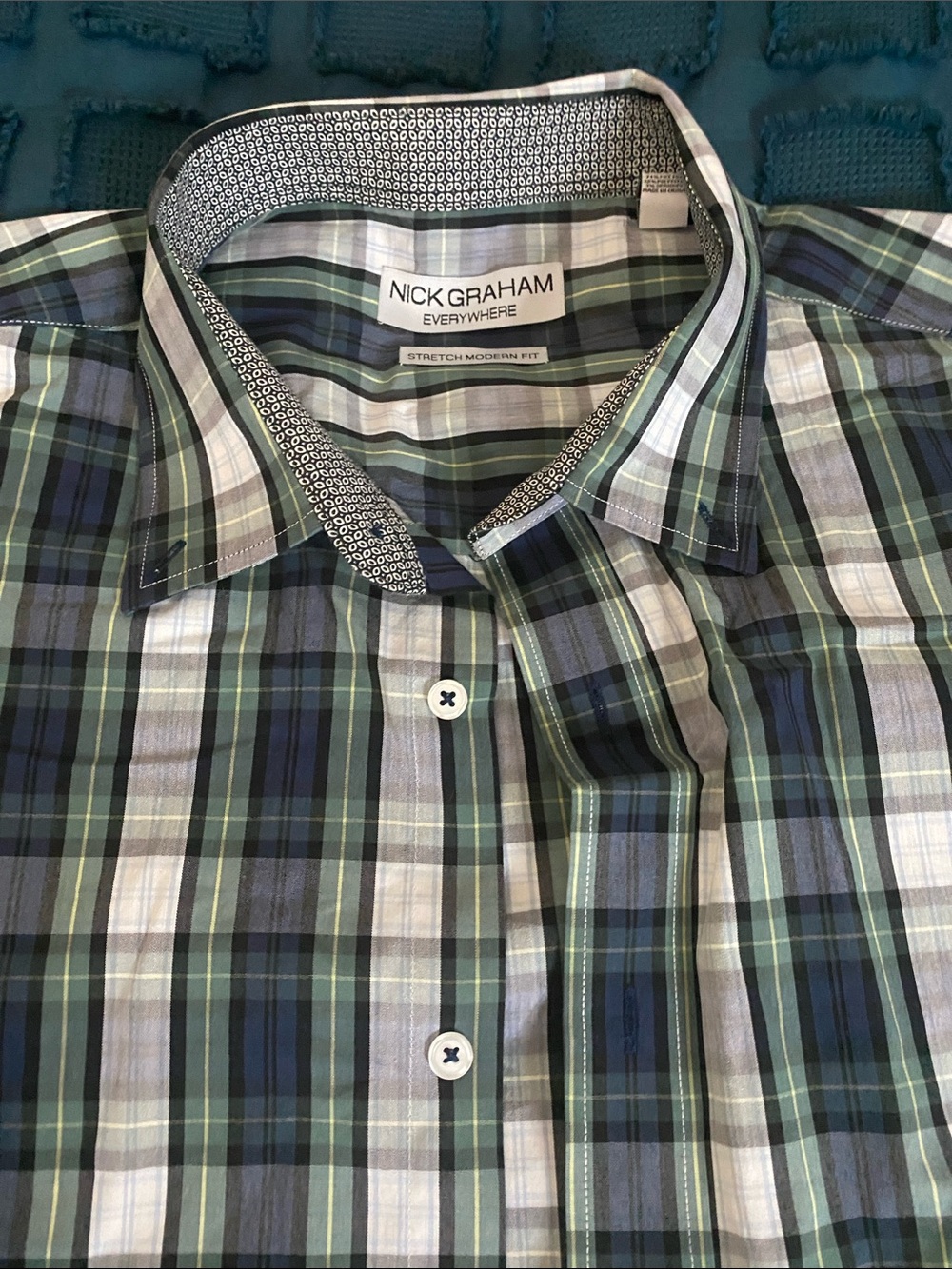 Nick Graham Green Plaid Button-Down Shirt
